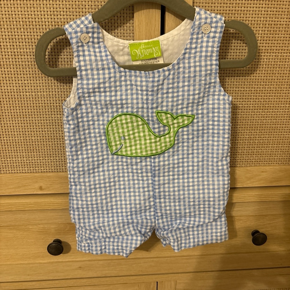 Whimsy Blue and Green Whale Kids One Piece